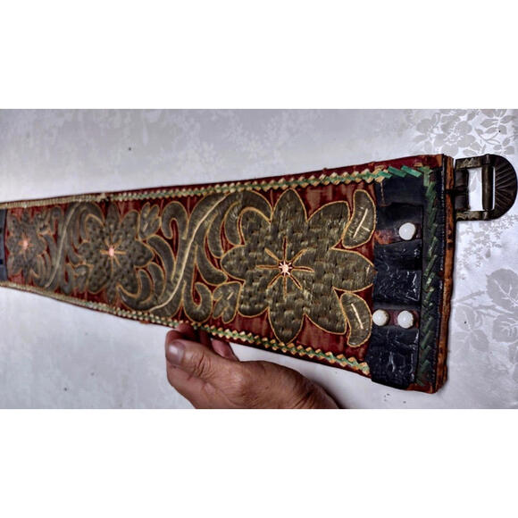 Other - Antique Belt Medieval Renaissance Studded Jeweled Velvet Gold MUSEUM WORTHY